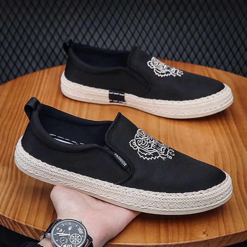 Espadrille Slip On - Siyah nefes alabilen ayakkabılar adam için