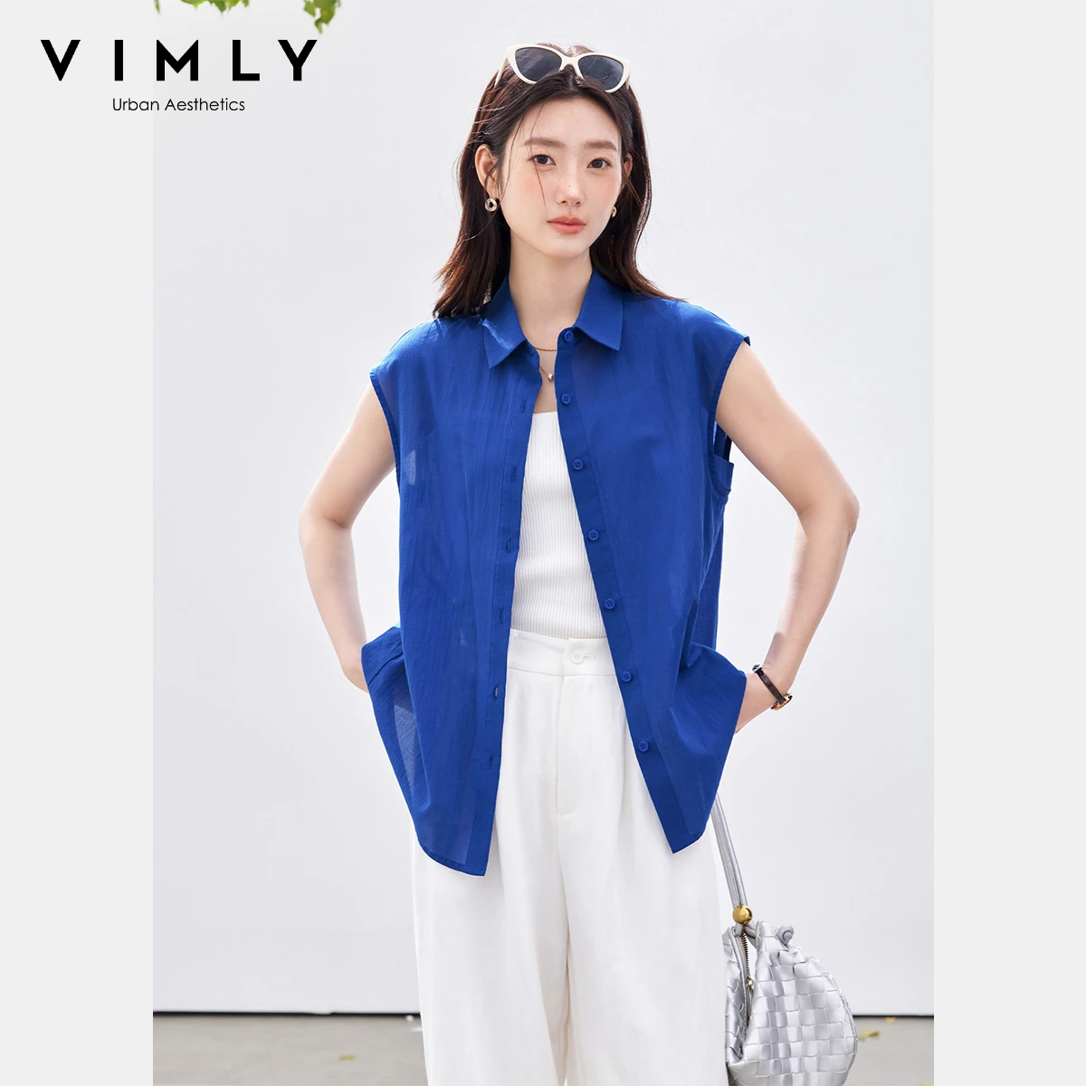 Shirt Camp Collar - VIMLY Minimalist Ofis Kolsuz Bluz Kadın