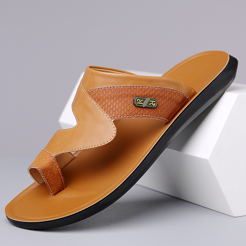 Flip Flop Leather Men - Erkek 2026 Yeni Deri Sandaletler Nefes