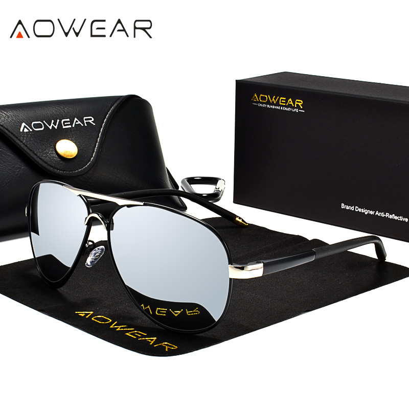 Sunglasses Aviator Polarized - AOWEAR erkek Havacılık Güneş Gözlüğü Erkekler